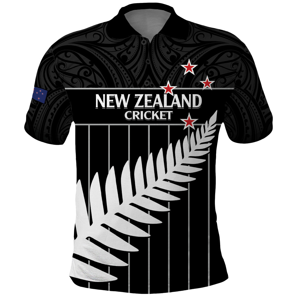 Custom New Zealand Silver Fern Cricket Polo Shirt Aotearoa Maori Go Black Cap