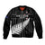 Custom New Zealand Silver Fern Cricket Sleeve Zip Bomber Jacket Aotearoa Maori Go Black Cap