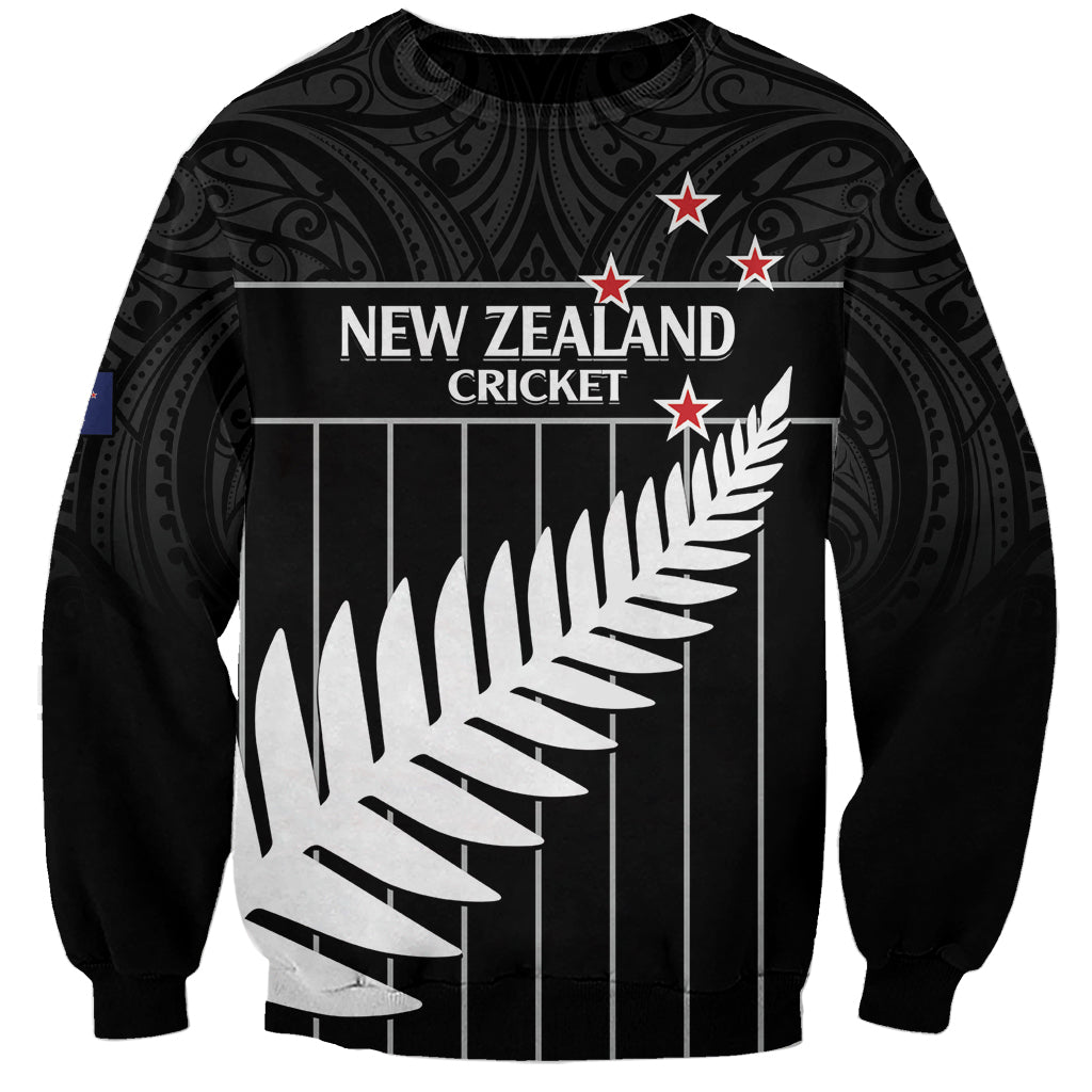 Custom New Zealand Silver Fern Cricket Sweatshirt Aotearoa Maori Go Black Cap