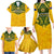 Custom Australia Matildas Family Matching Long Sleeve Bodycon Dress and Hawaiian Shirt Polynesian Mix Gold Marble