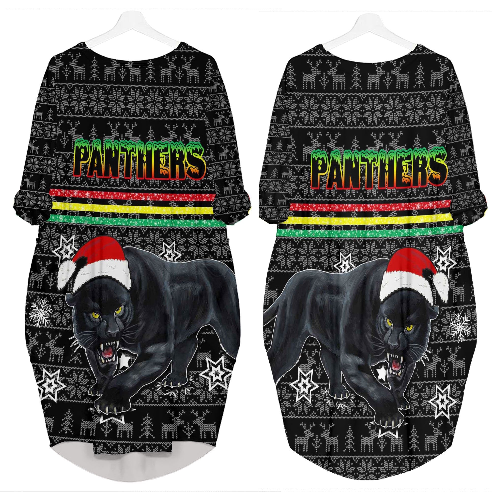 vibe-hoodie-clothing-penrith-panthers-christmas-batwing-pocket-dress