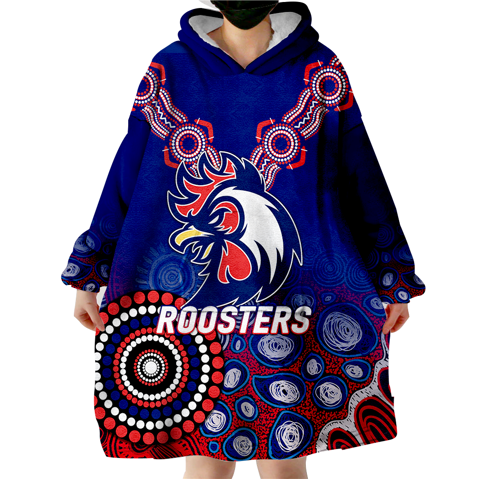  Roosters Rugby 2022 Aboriginal Art Wearable Blanket Hoodie - LT12