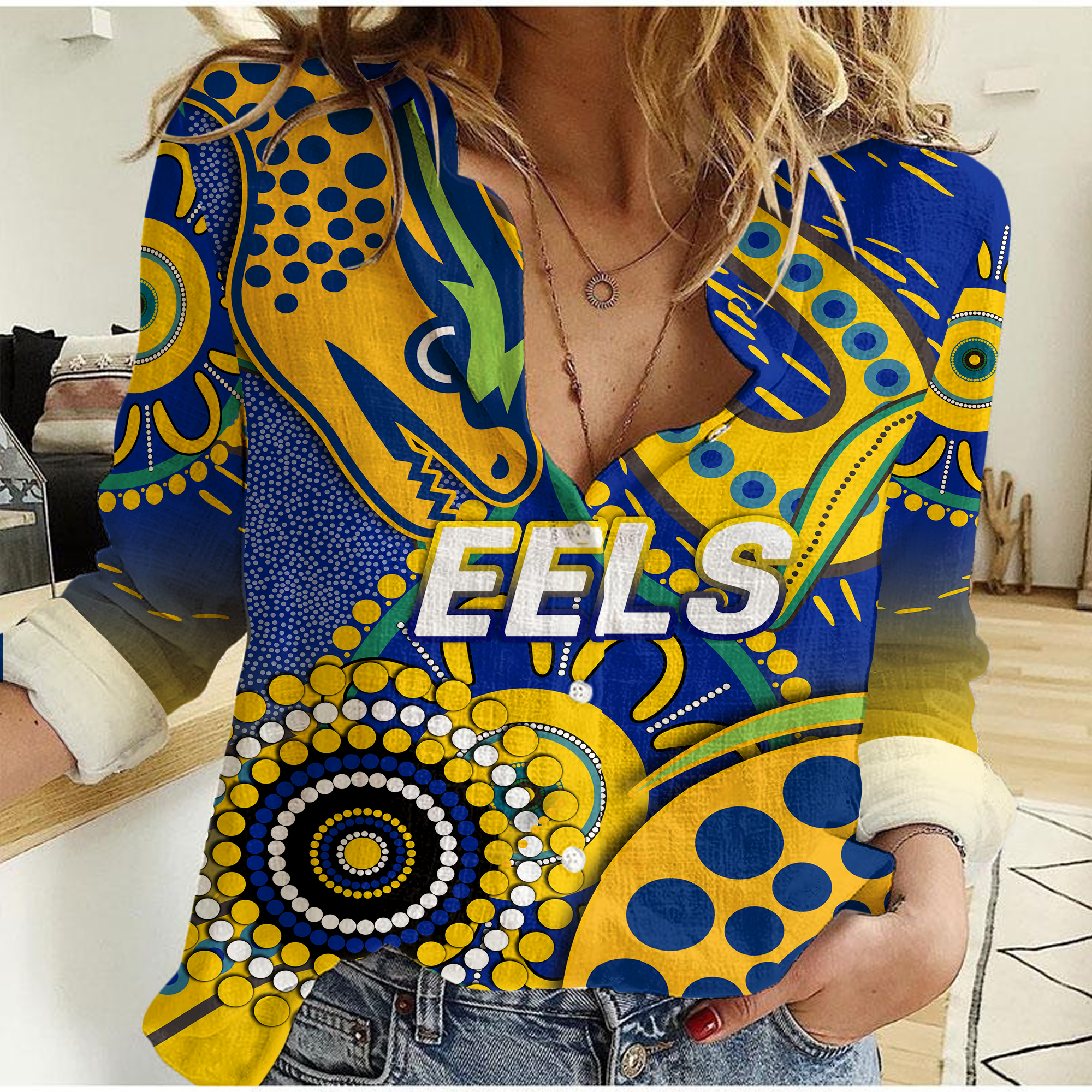 Eels Rugby 2022 Aboriginal Art Women Casual Shirt
