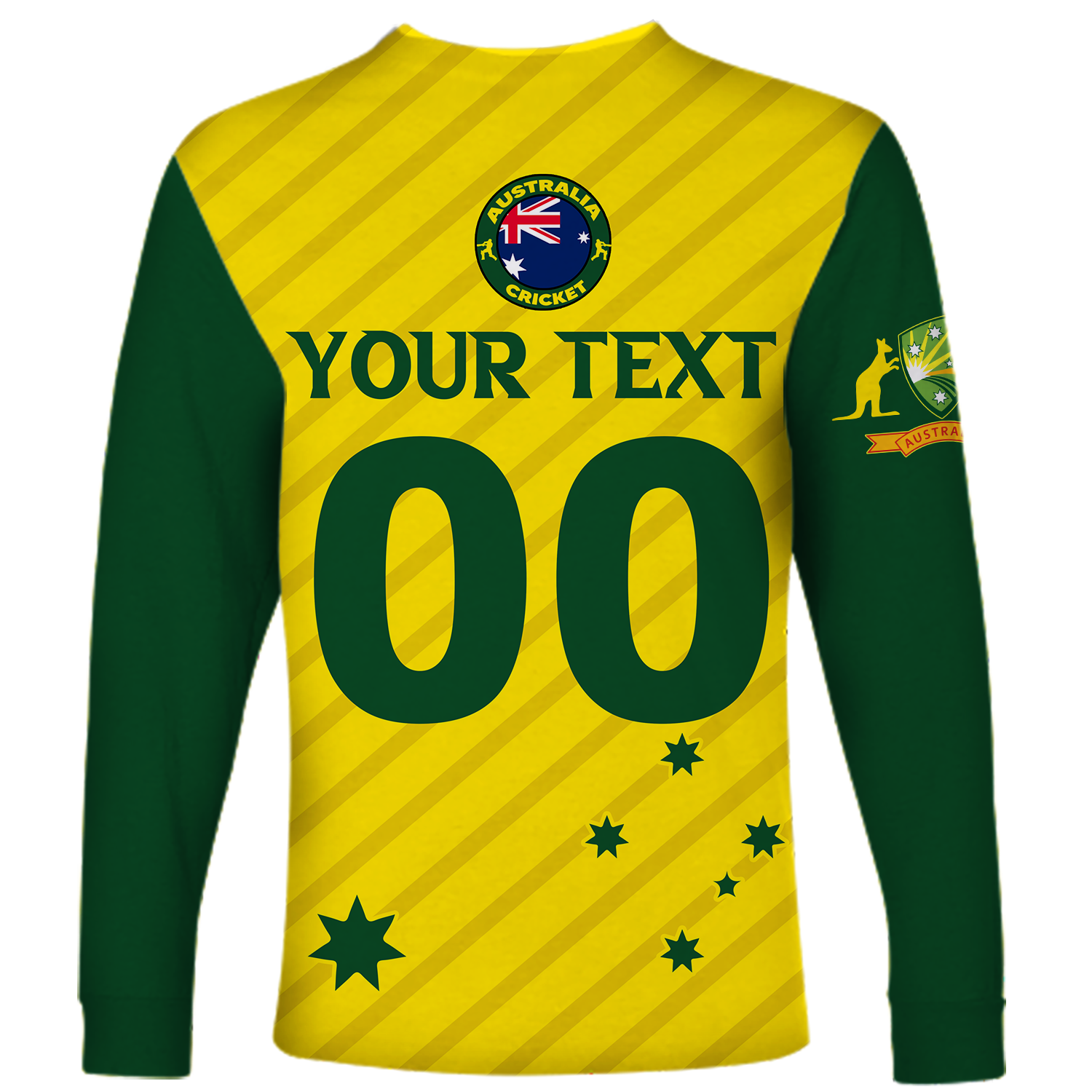 (Custom Personalised) Australian Cricket National Color Long Sleeve Shirt - LT12