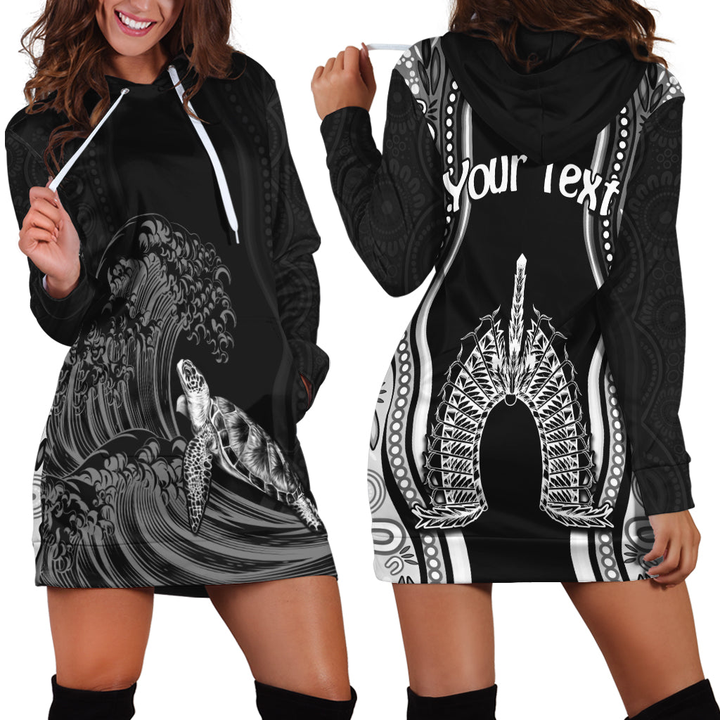 custom-personalised-torres-strait-islands-hoodie-dress-the-dhari-mix-aboriginal-turtle-version-black-lt13