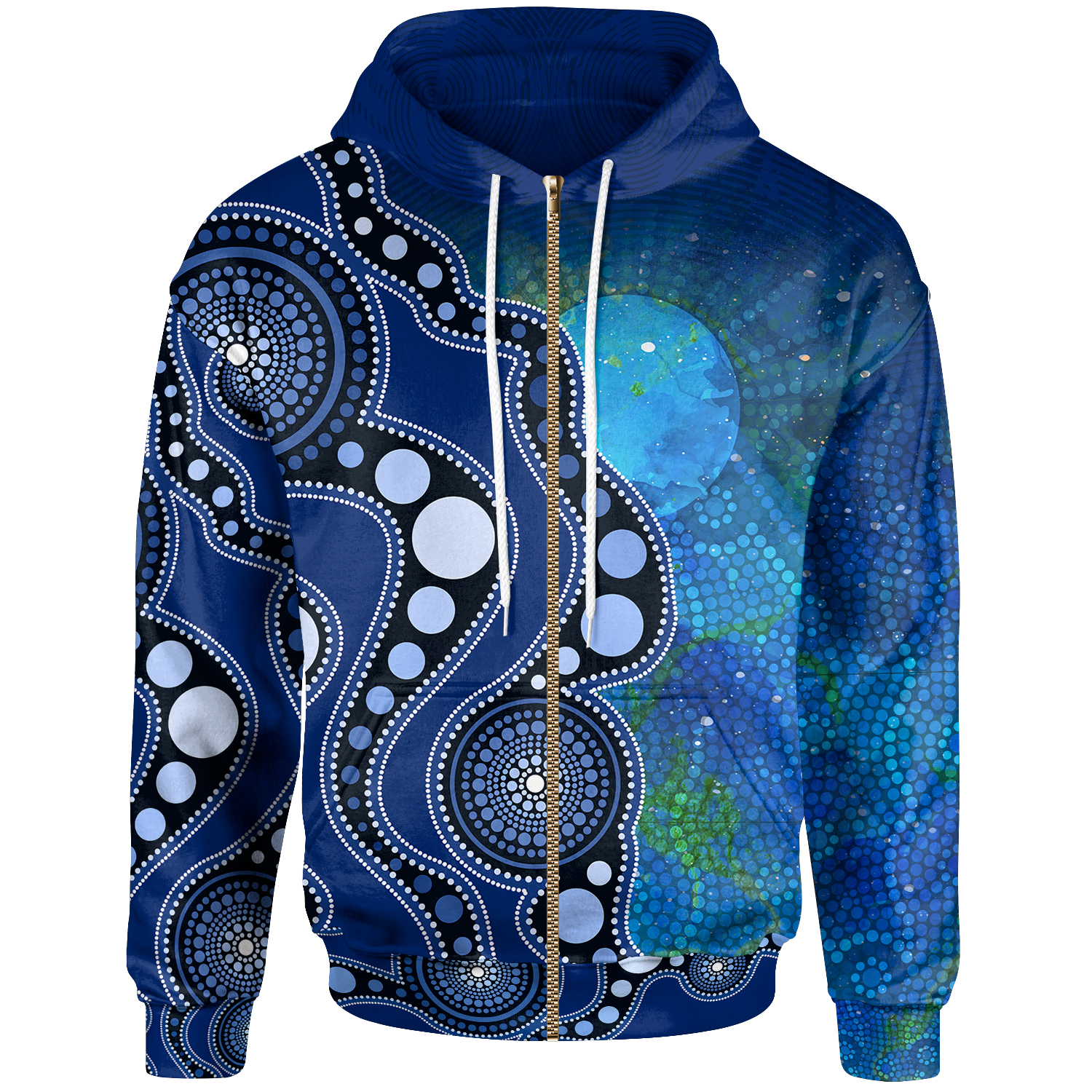vibe-hoodie-aborignal-zip-up-hoodie-australia-indigenous-flag-circle-dot-painting-art-blue-rlt20