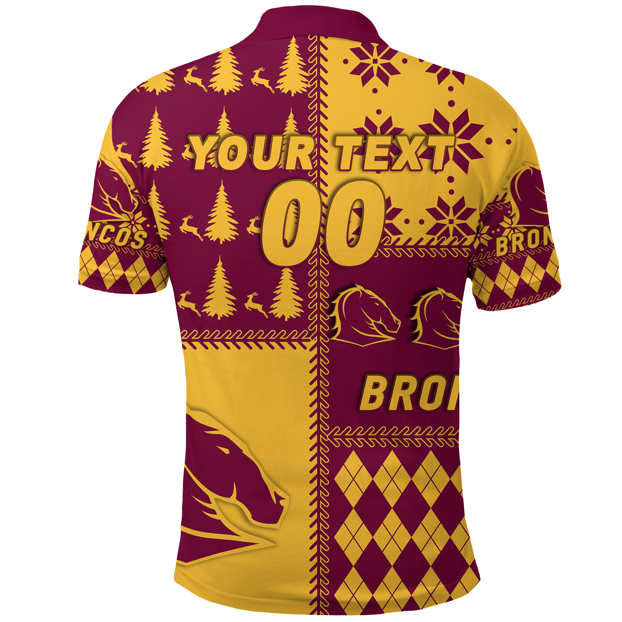 (Custom Personalised) Brisbane Broncos Rugby Christmas 2022 Style Polo Shirt - LT12