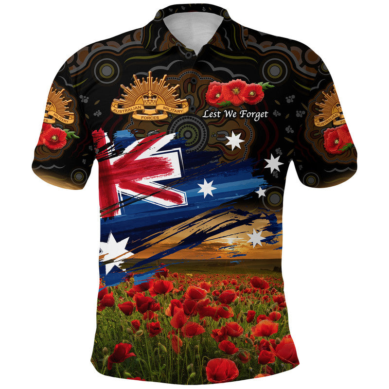 custom-personalised-australia-aboriginal-anzac-polo-shirt-poppy-vibes-black-lt8