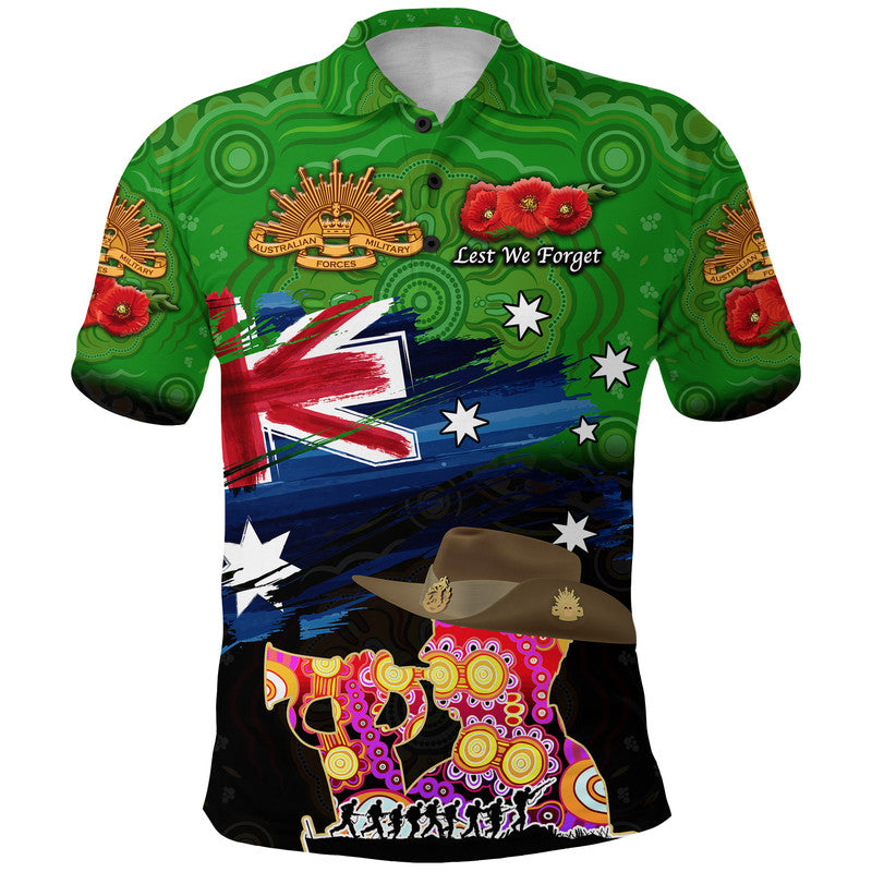 custom-personalised-australia-aboriginal-anzac-polo-shirt-remembrance-vibes-green-lt8