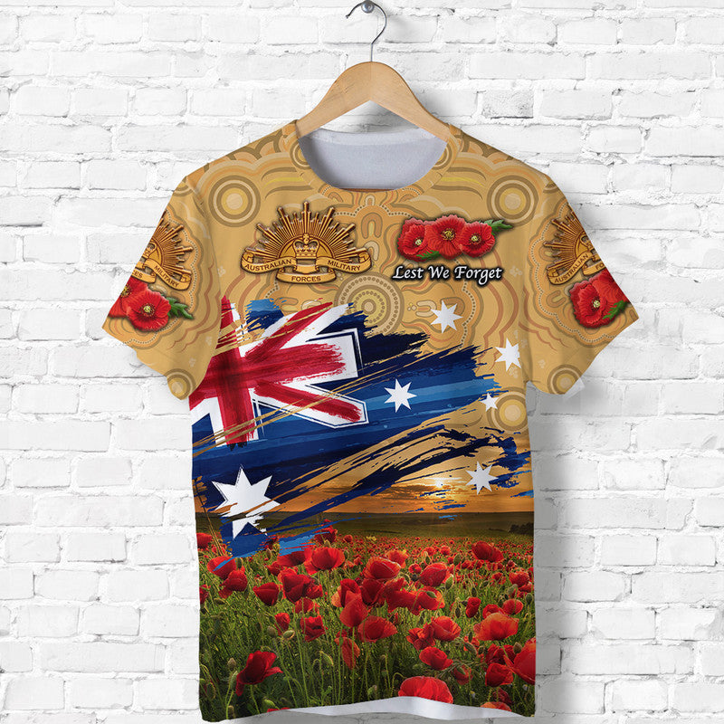 custom-personalised-australia-aboriginal-anzac-t-shirt-poppy-vibes-gold-lt8