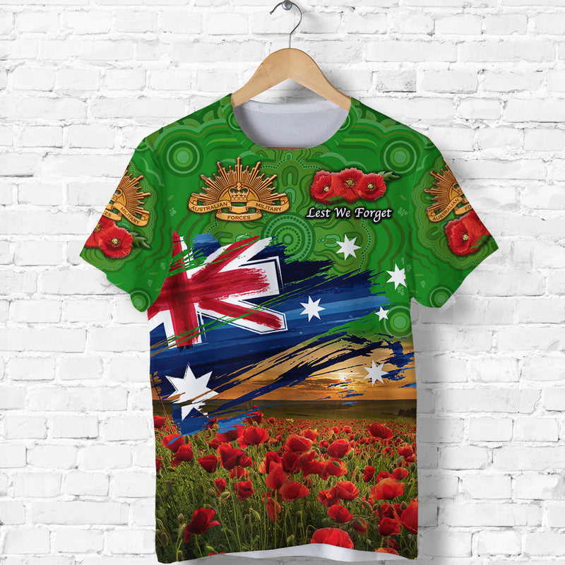 custom-personalised-australia-aboriginal-anzac-t-shirt-poppy-vibes-green-lt8