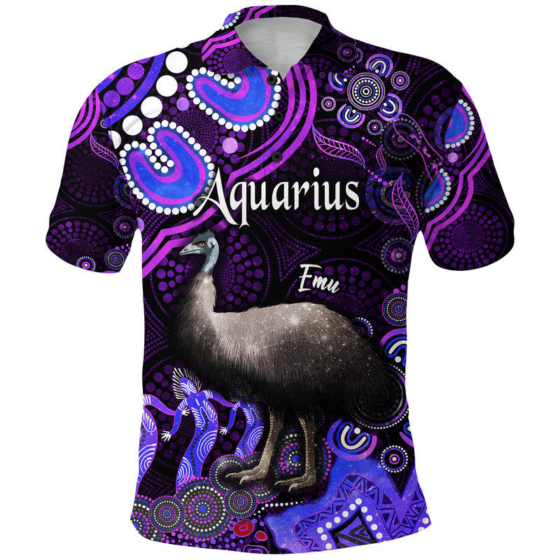 custom-personalised-australian-astrology-polo-shirt-aquarius-emu-glider-zodiac-aboriginal-vibes-purple