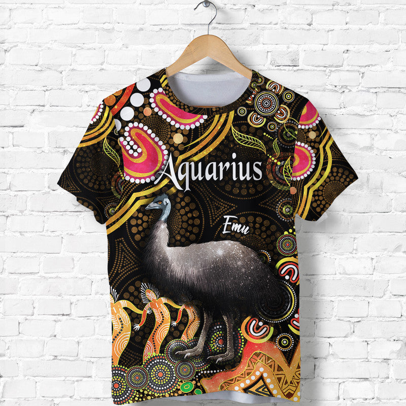 custom-personalised-australian-astrology-t-shirt-aquarius-emu-glider-zodiac-aboriginal-vibes-gold
