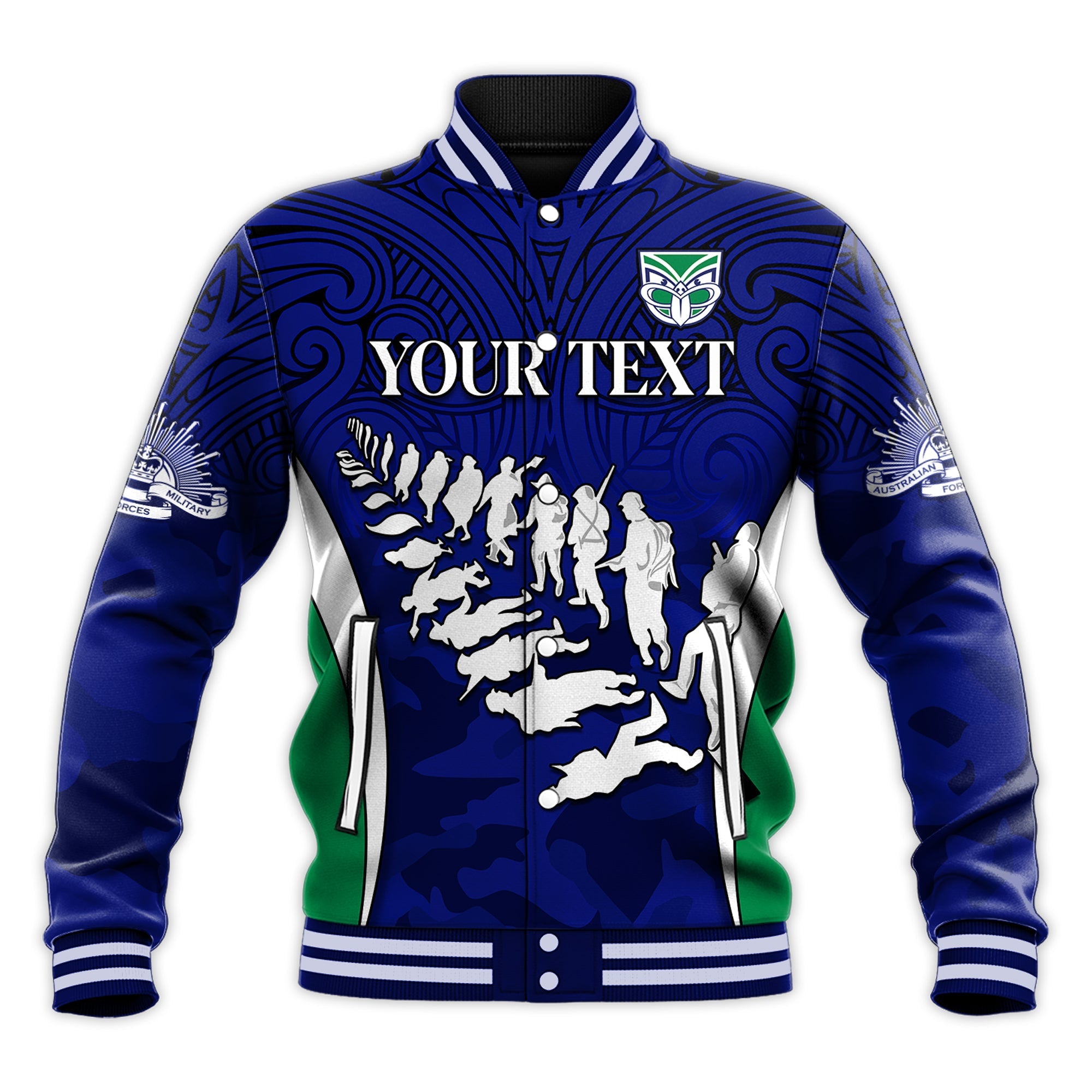 custom-personalised-warriors-anzac-2022-baseball-jacket-maori-pattern-always-remember-them-lt13