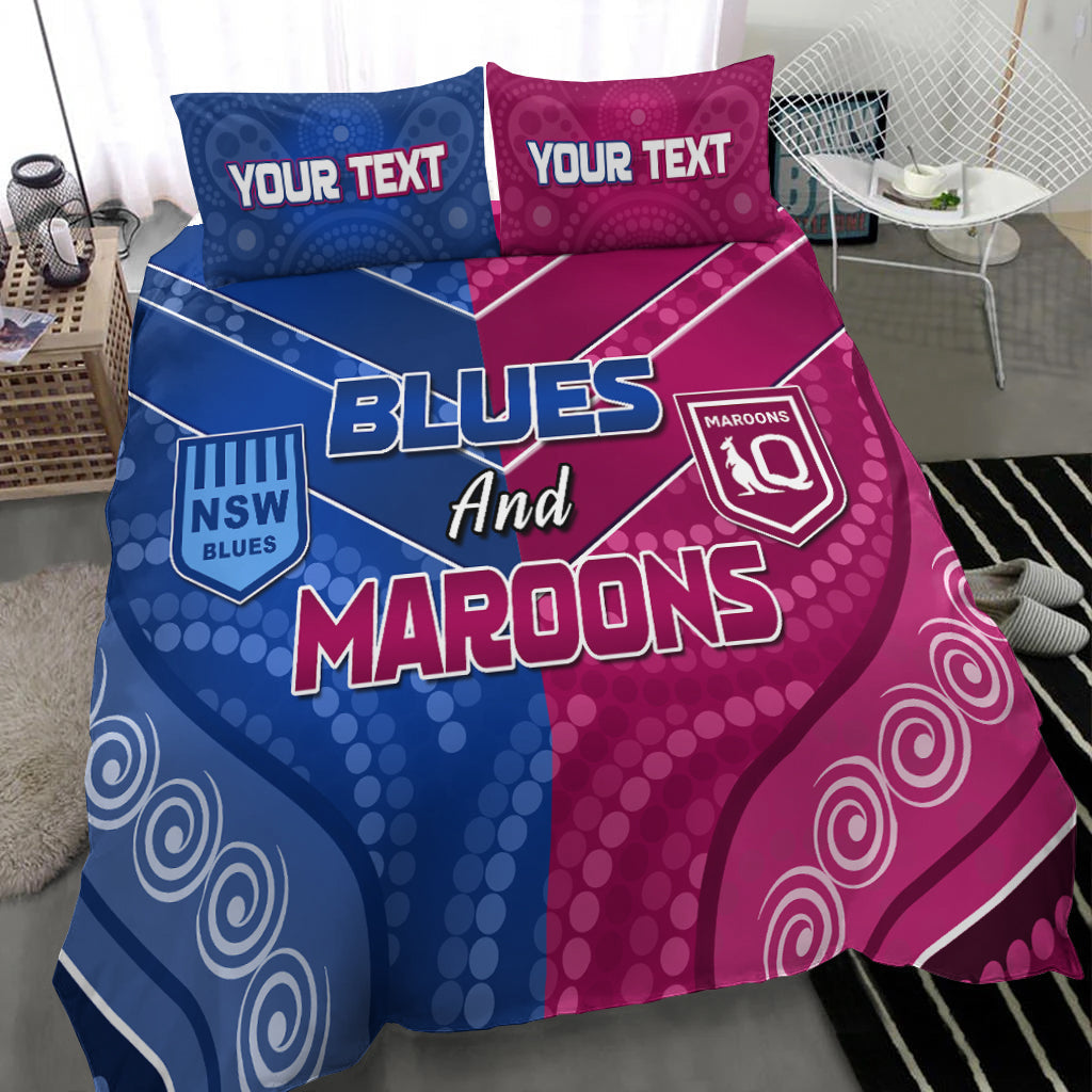 custom-personalised-blues-and-maroons-rugby-bedding-set-origin-nsw-combine-queensland-aboriginal-australian-lt13