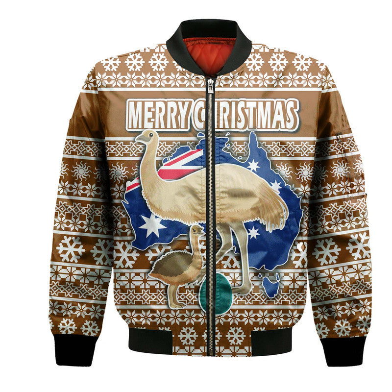 custom-personalised-australian-emu-christmas-vibe-with-aboriginal-dot-painting-style-bomber-jacket