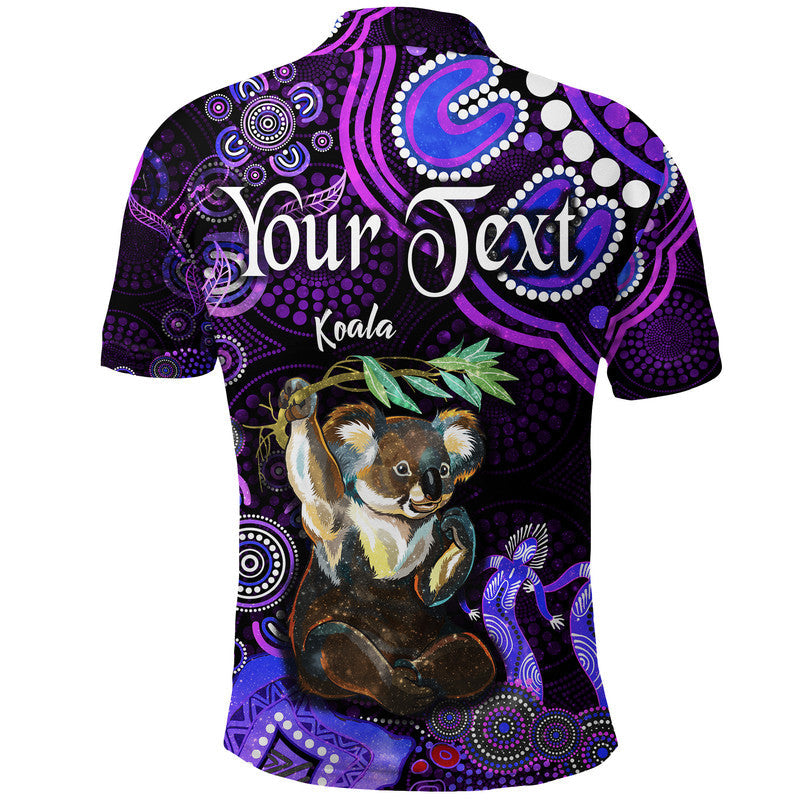 custom-personalised-australian-astrology-polo-shirt-cancer-koala-zodiac-aboriginal-vibes-purple