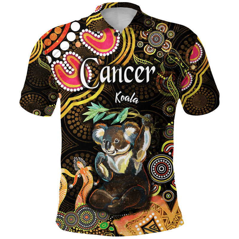 custom-personalised-australian-astrology-polo-shirt-cancer-koala-zodiac-aboriginal-vibes-gold