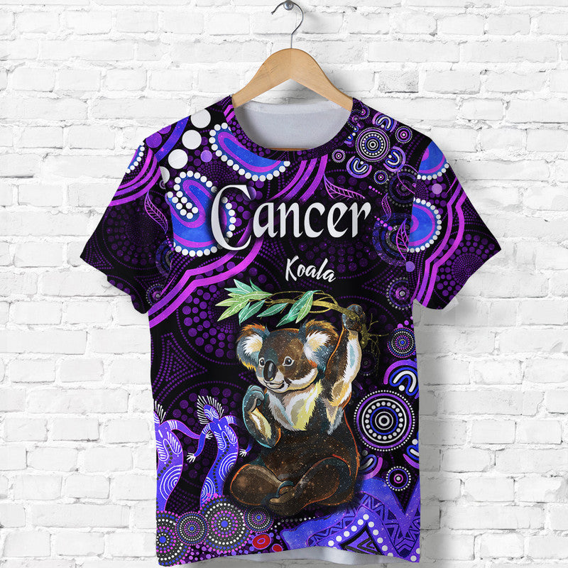 custom-personalised-australian-astrology-t-shirt-cancer-koala-zodiac-aboriginal-vibes-purple