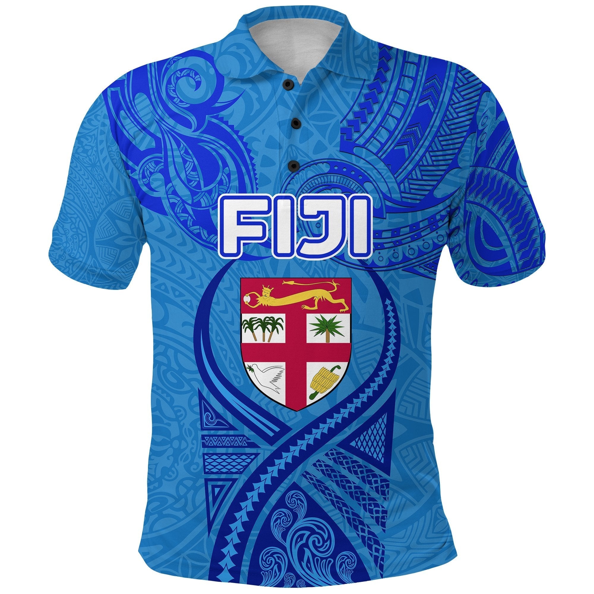 custom-personalised-blue-polo-shirt-fiji-rugby-polynesian-waves-style-custom-text-and-number