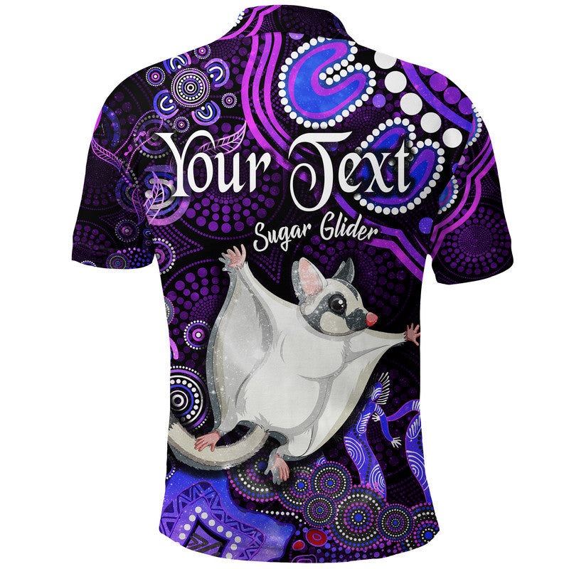 custom-personalised-australian-astrology-polo-shirt-gemini-sugar-glider-zodiac-aboriginal-vibes-purple