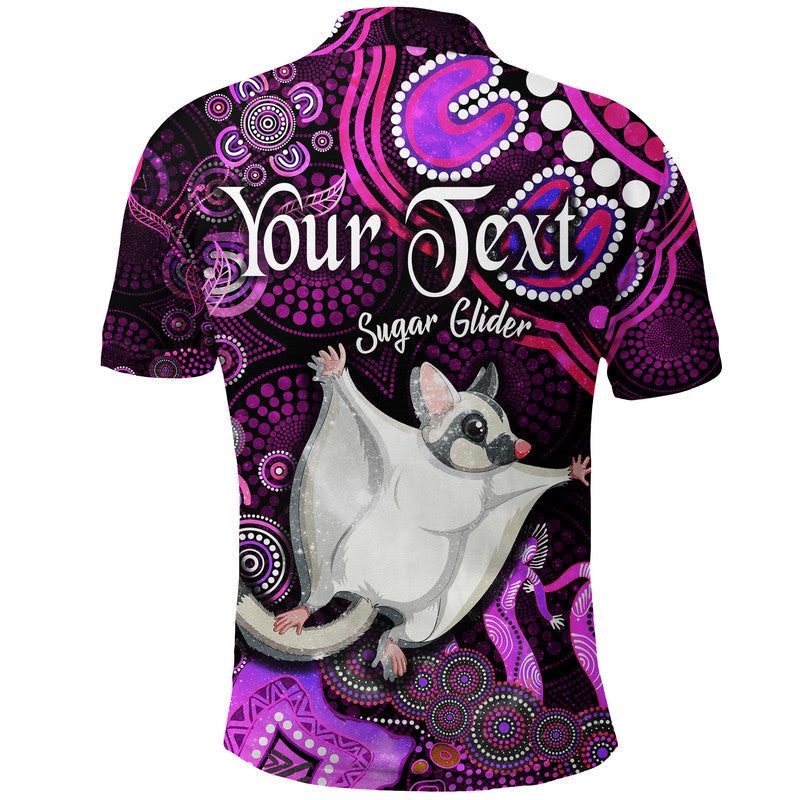 custom-personalised-australian-astrology-polo-shirt-gemini-sugar-glider-zodiac-aboriginal-vibes-pink