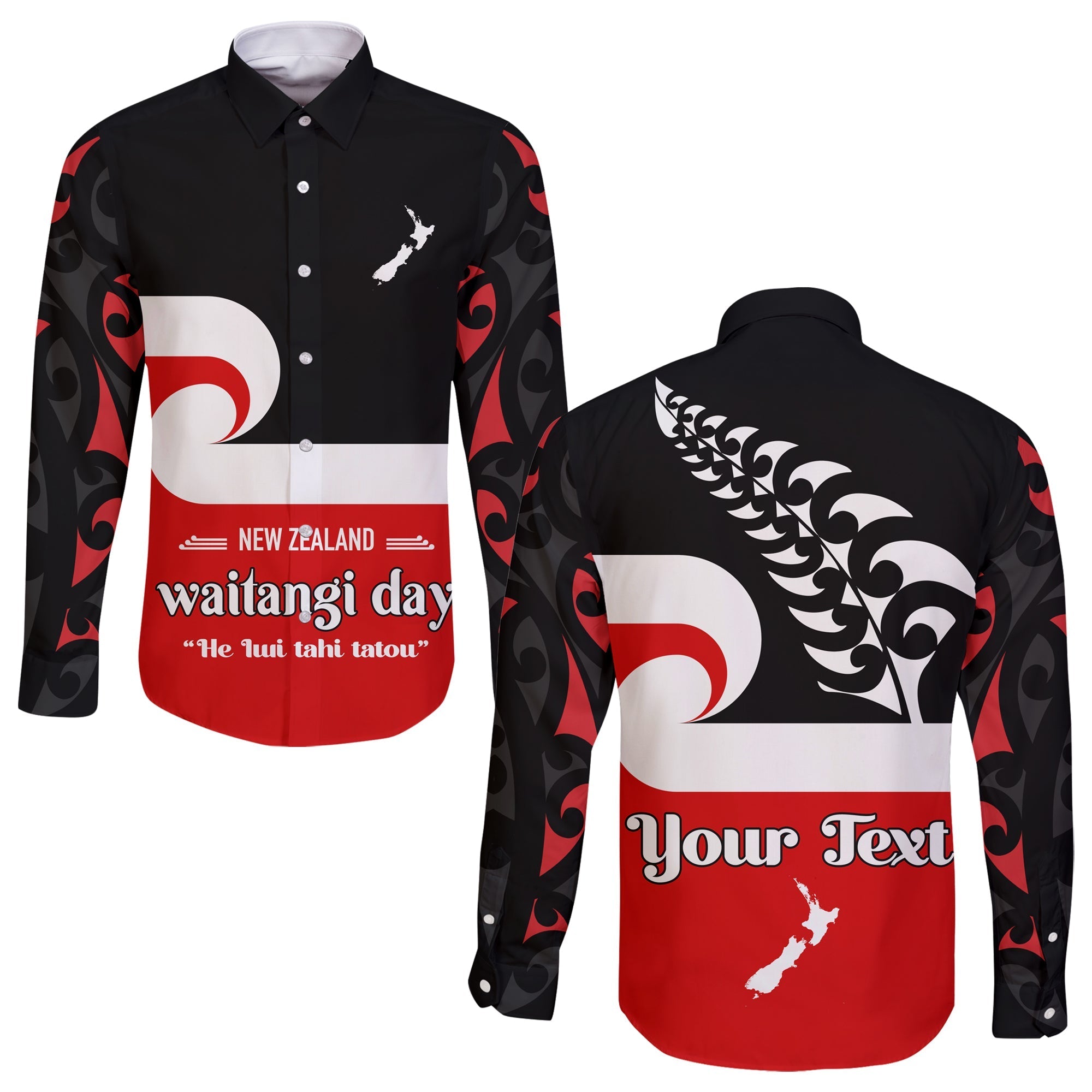 custom-personalised-waitangi-day-long-sleeve-button-shirt-maori-fern-and-tino-rangatiratanga-flag-lt13