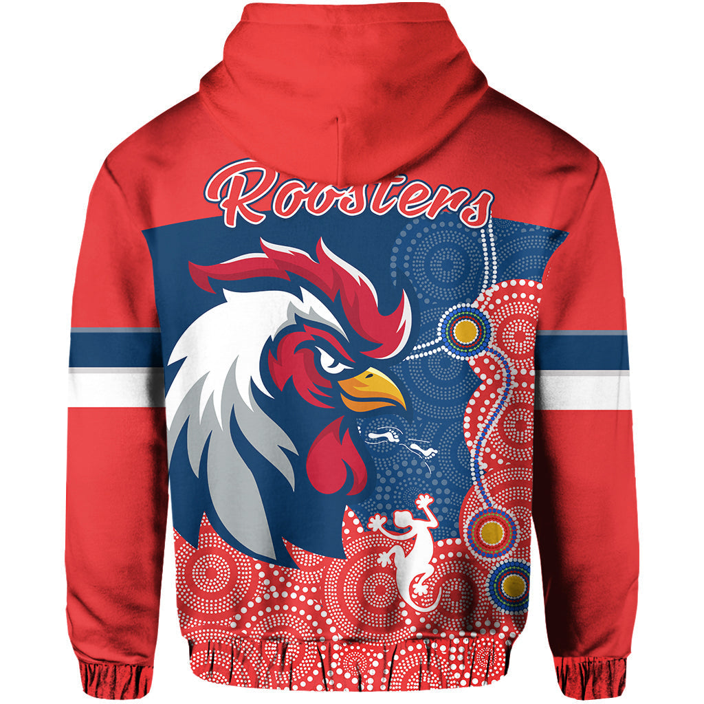 custom-personalised-roosters-hoodie-red-aboriginal-rugby-lt13
