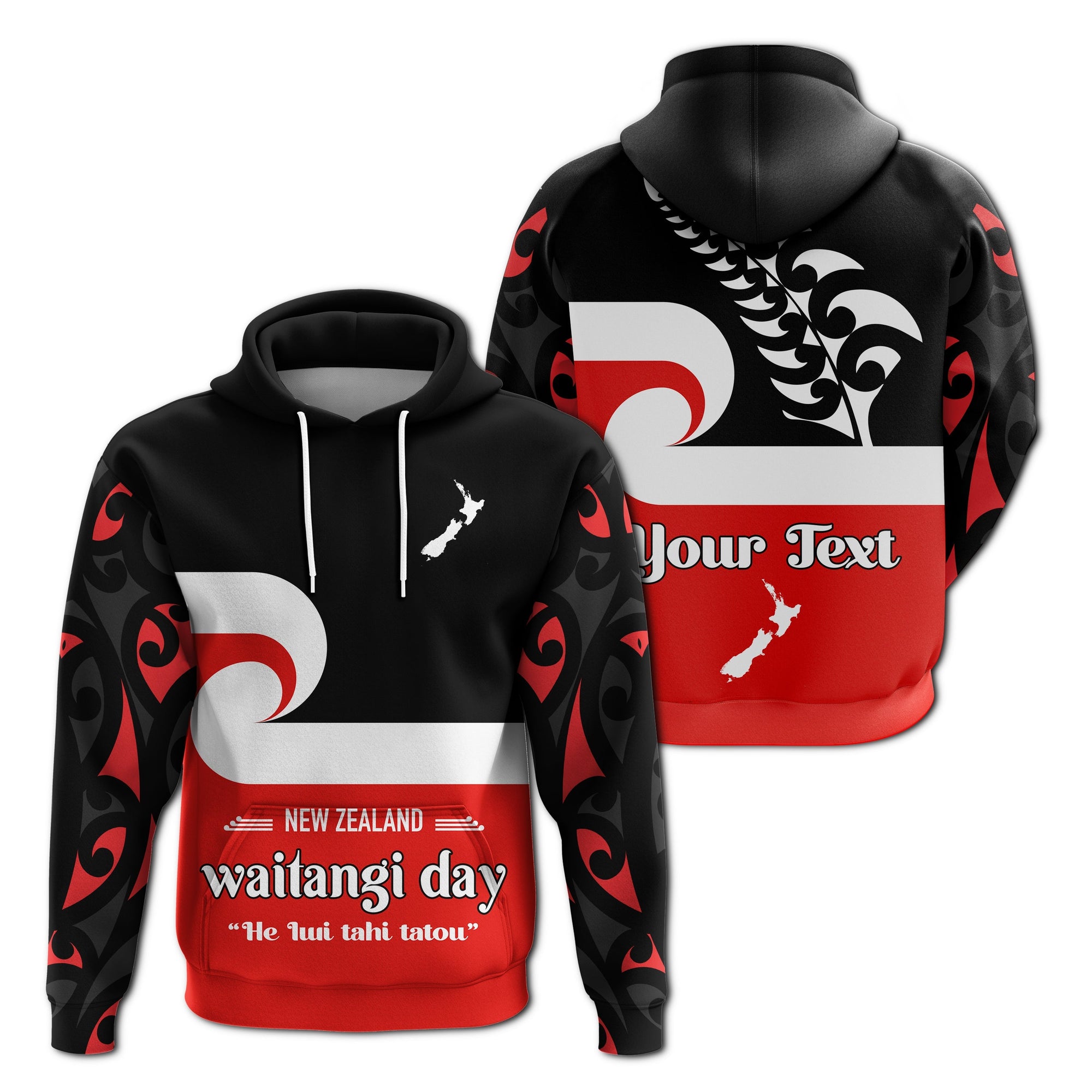 custom-personalised-waitangi-day-hoodie-maori-fern-and-tino-rangatiratanga-flag-lt13