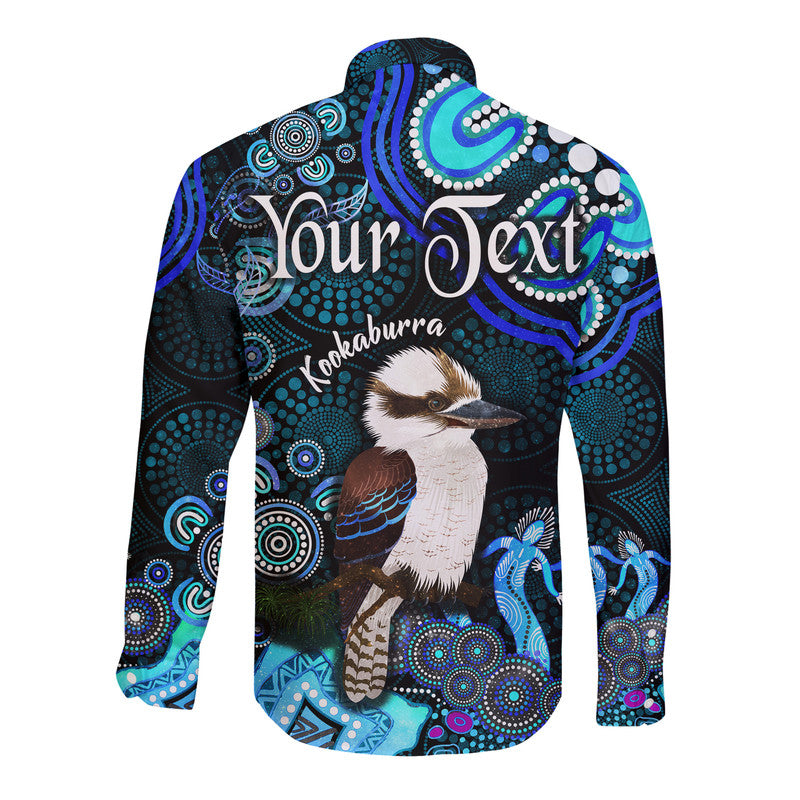 custom-personalised-australian-astrology-hawaii-long-sleeve-button-shirt-sagittarius-kookaburra-zodiac-aboriginal-vibes-blue