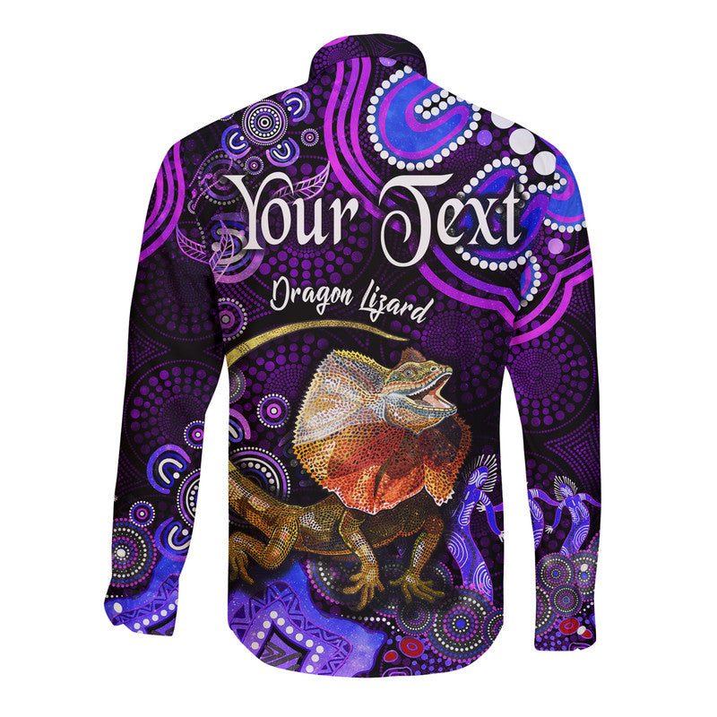 custom-personalised-australian-astrology-hawaii-long-sleeve-button-shirt-leo-dragon-lizard-zodiac-aboriginal-vibes-purple