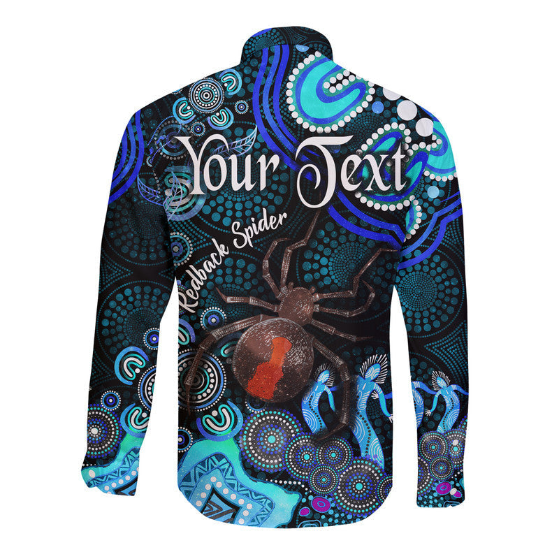 custom-personalised-australian-astrology-hawaii-long-sleeve-button-shirt-scorpio-redback-spider-zodiac-aboriginal-vibes-blue