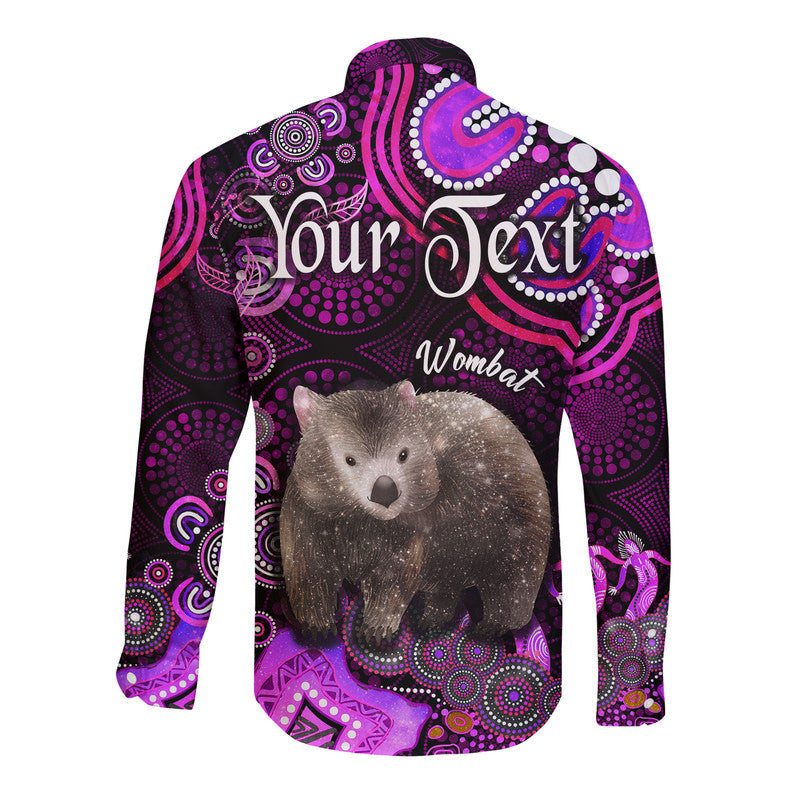 custom-personalised-australian-astrology-hawaii-long-sleeve-button-shirt-taurus-wombat-zodiac-aboriginal-vibes-pink