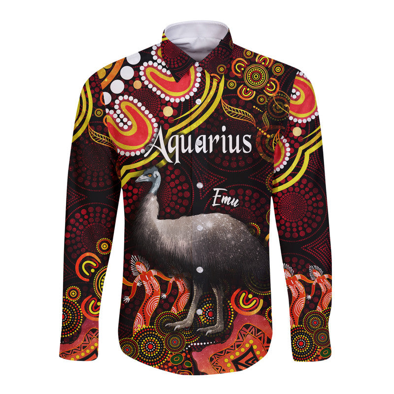custom-personalised-australian-astrology-hawaii-long-sleeve-button-shirt-aquarius-emu-glider-zodiac-aboriginal-vibes-red