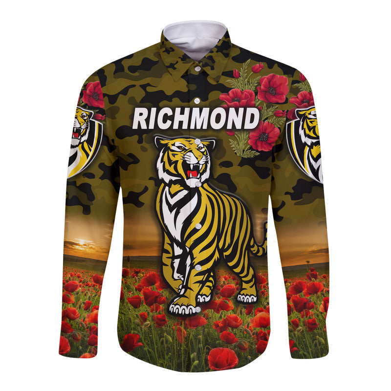 custom-personalised-richmond-tigers-anzac-hawaii-long-sleeve-button-shirt-poppy-vibes-black-lt8
