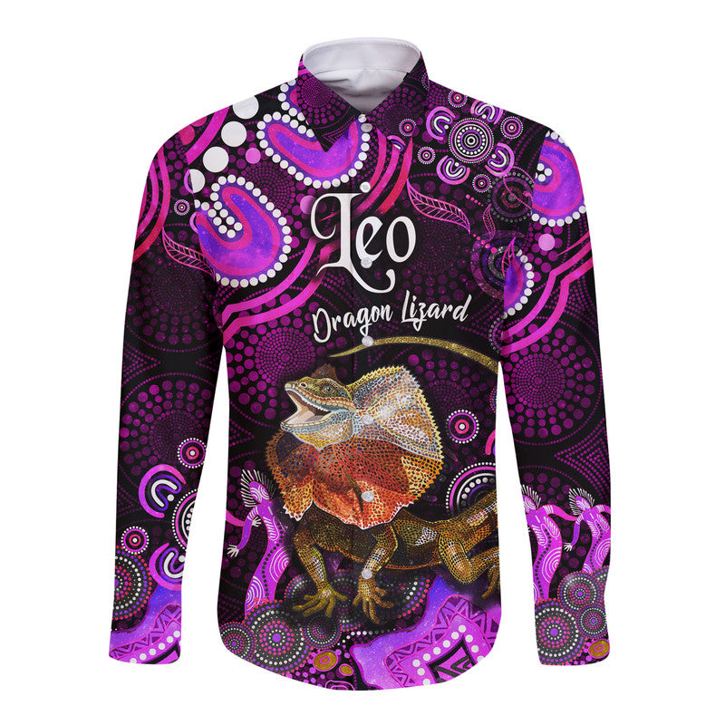 custom-personalised-australian-astrology-hawaii-long-sleeve-button-shirt-leo-dragon-lizard-zodiac-aboriginal-vibes-pink
