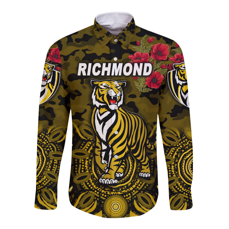 custom-personalised-richmond-tigers-anzac-hawaii-long-sleeve-button-shirt-indigenous-vibes-black-lt8