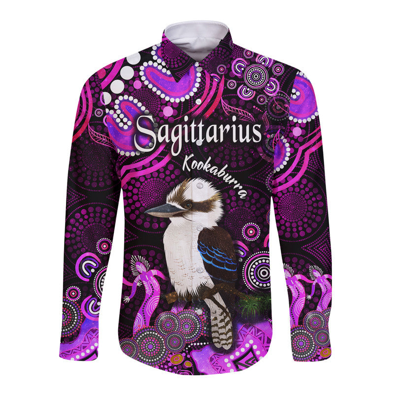 custom-personalised-australian-astrology-hawaii-long-sleeve-button-shirt-sagittarius-kookaburra-zodiac-aboriginal-vibes-pink
