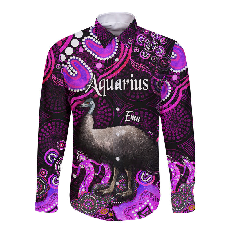 custom-personalised-australian-astrology-hawaii-long-sleeve-button-shirt-aquarius-emu-glider-zodiac-aboriginal-vibes-pink