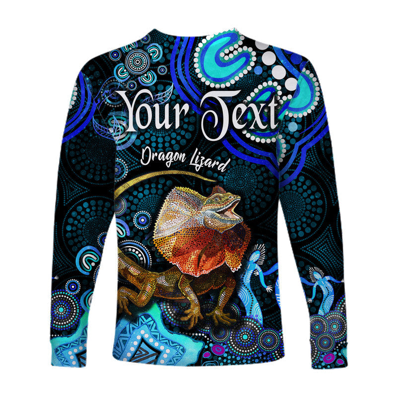 custom-personalised-australian-astrology-long-sleeve-shirt-leo-dragon-lizard-zodiac-aboriginal-vibes-blue