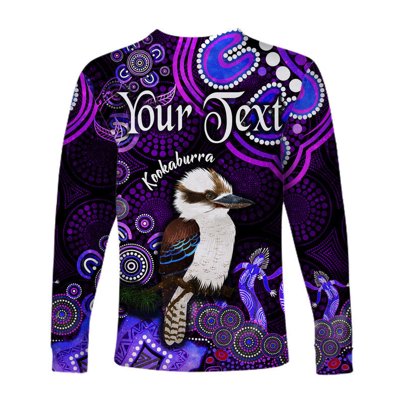 custom-personalised-australian-astrology-long-sleeve-shirt-sagittarius-kookaburra-zodiac-aboriginal-vibes-purple