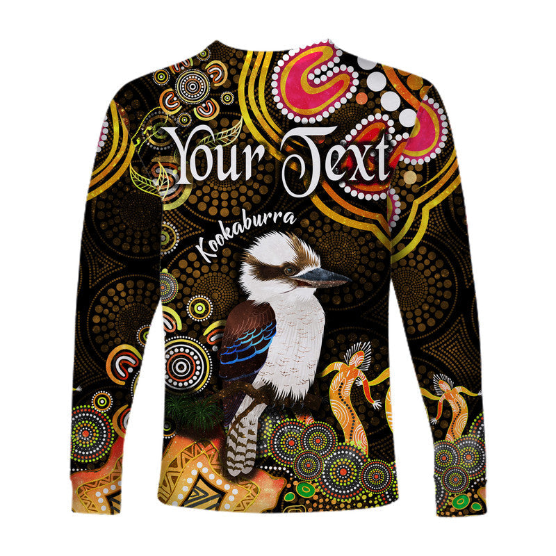 custom-personalised-australian-astrology-long-sleeve-shirt-sagittarius-kookaburra-zodiac-aboriginal-vibes-gold
