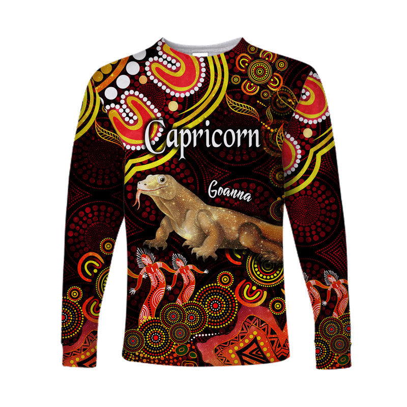 custom-personalised-australian-astrology-long-sleeve-shirt-capricorn-goanna-zodiac-aboriginal-vibes-red