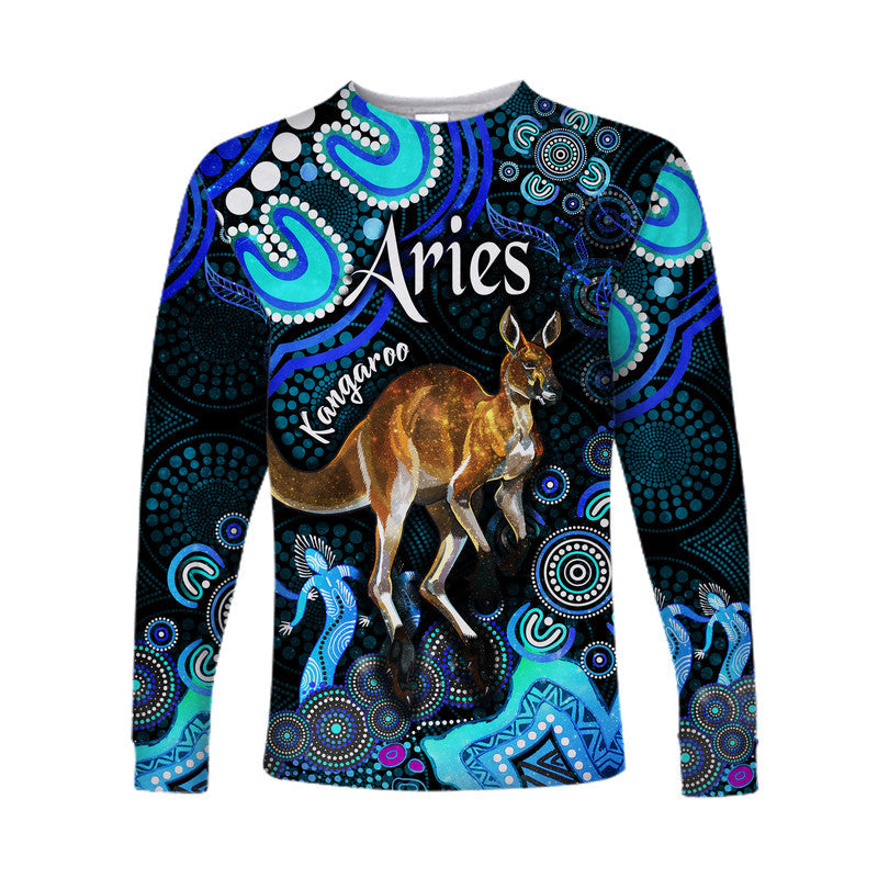 custom-personalised-australian-astrology-long-sleeve-shirt-aries-kangaroo-zodiac-aboriginal-vibes-blue
