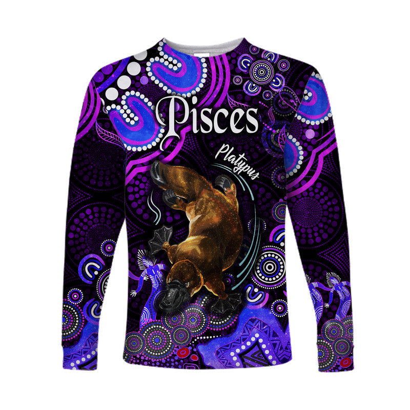 custom-personalised-australian-astrology-long-sleeve-shirt-pisces-platypus-zodiac-aboriginal-vibes-purple