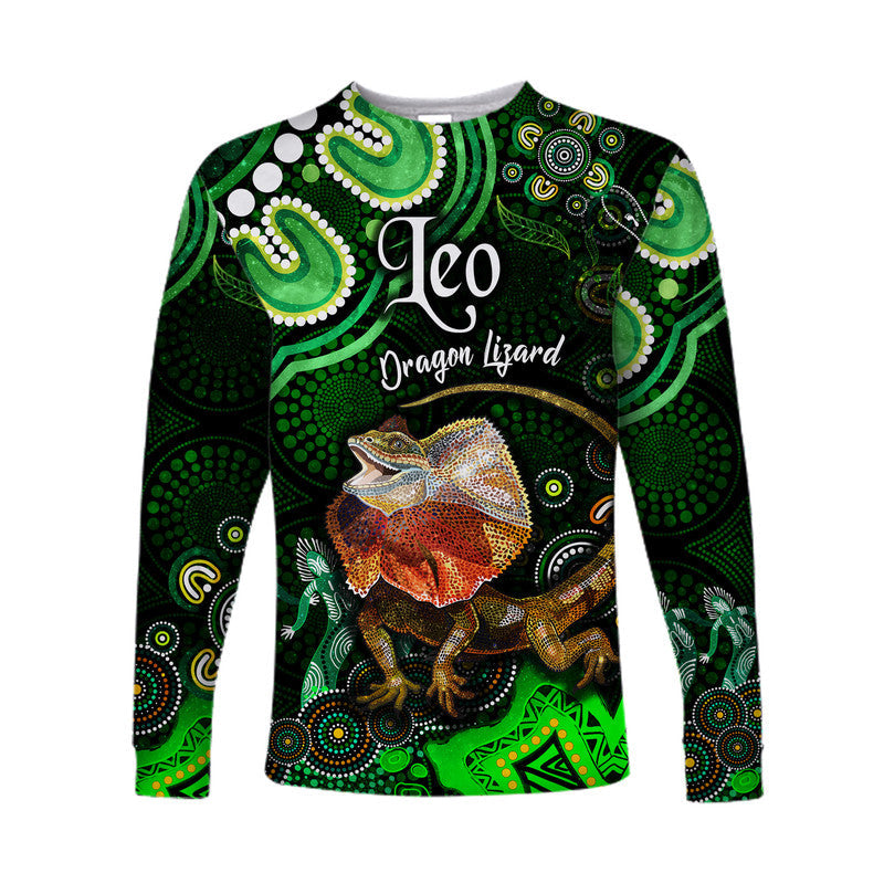 custom-personalised-australian-astrology-long-sleeve-shirt-leo-dragon-lizard-zodiac-aboriginal-vibes-green