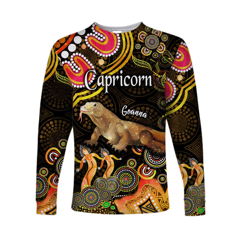 custom-personalised-australian-astrology-long-sleeve-shirt-capricorn-goanna-zodiac-aboriginal-vibes-gold
