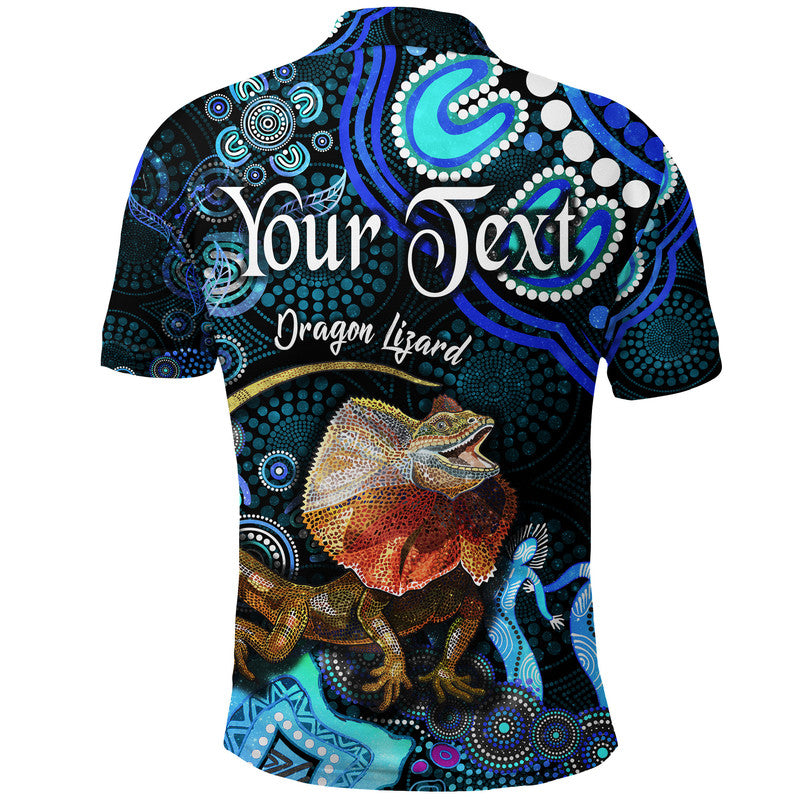 custom-personalised-australian-astrology-polo-shirt-leo-dragon-lizard-zodiac-aboriginal-vibes-blue