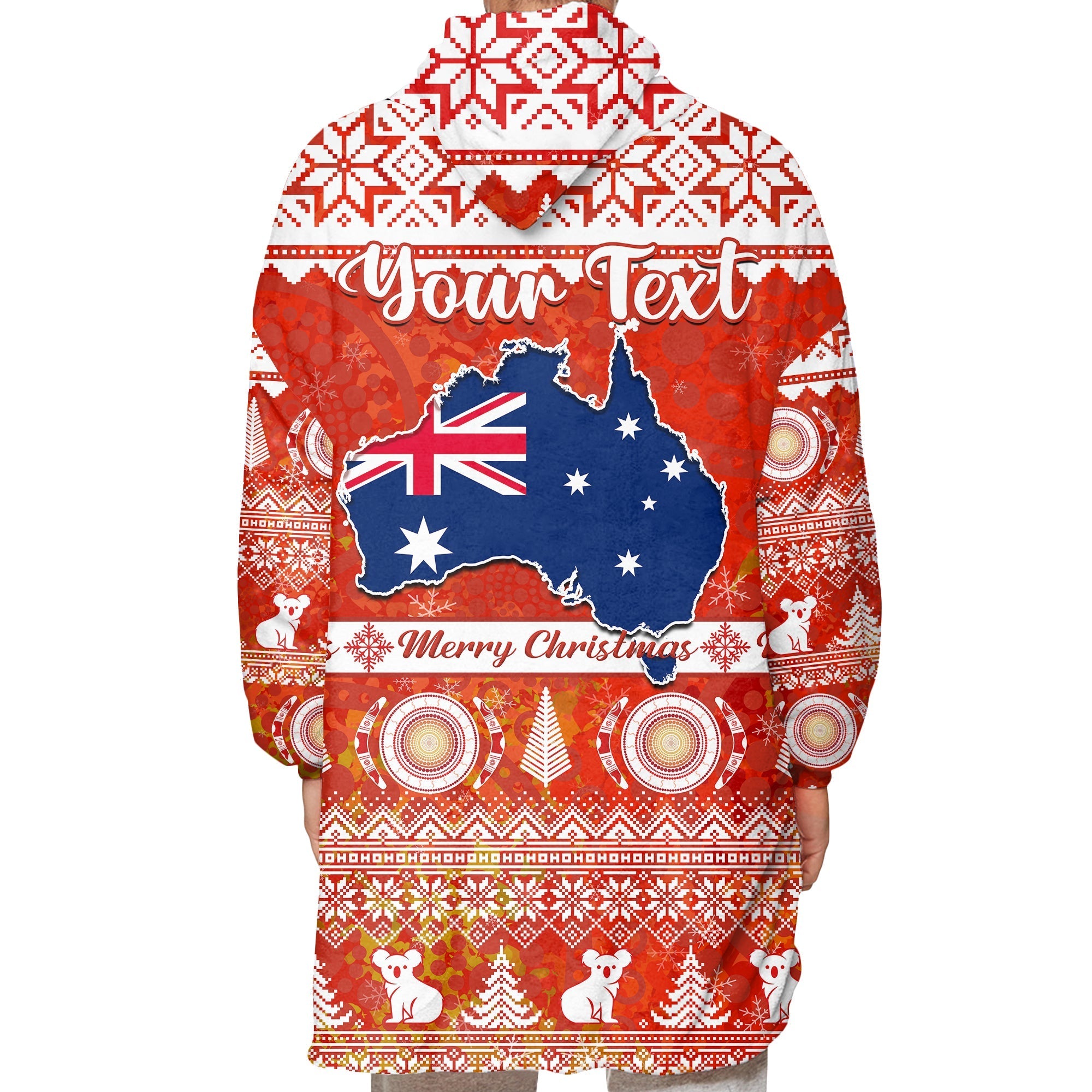 custom-personalised-australia-wearable-hoodie-blanket-australian-map-aboriginal-painting-merry-christmas