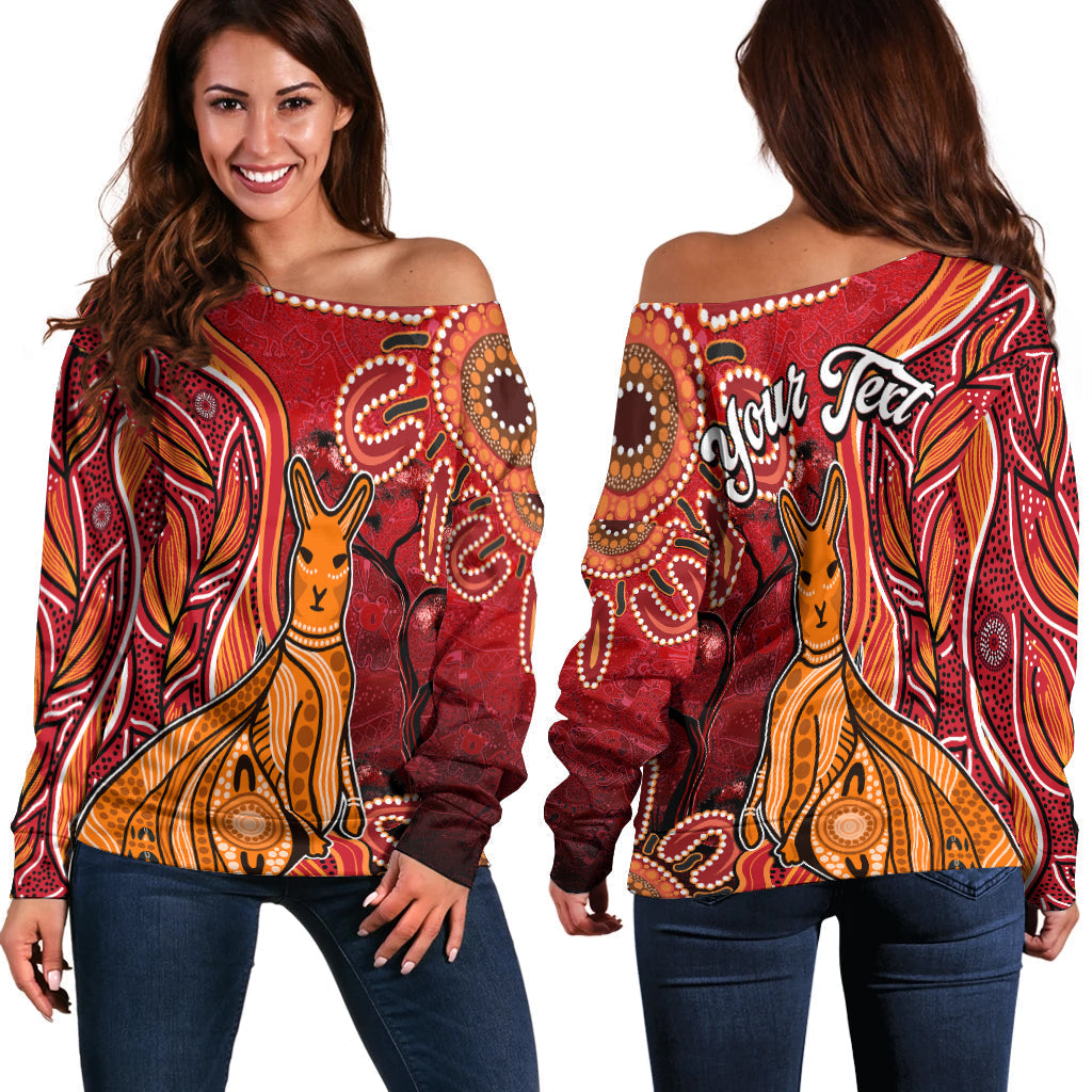 custom-personalised-australian-aboriginal-art-off-shoulder-sweater-aussie-animal-red-version-lt14